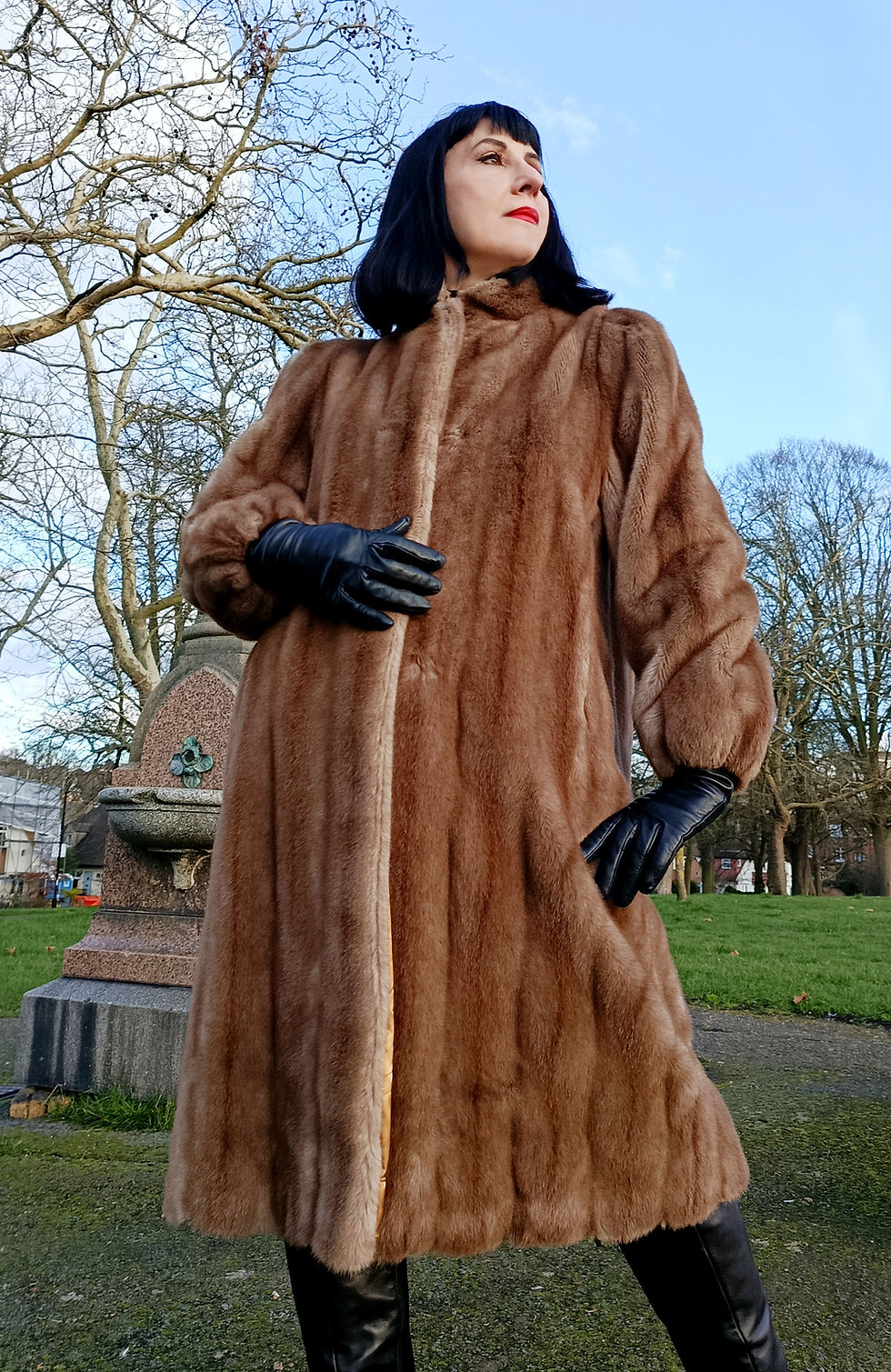Thumbnail: Vintage classic early 1980s Astraka Tissavel faux fur coat high qual faux mink