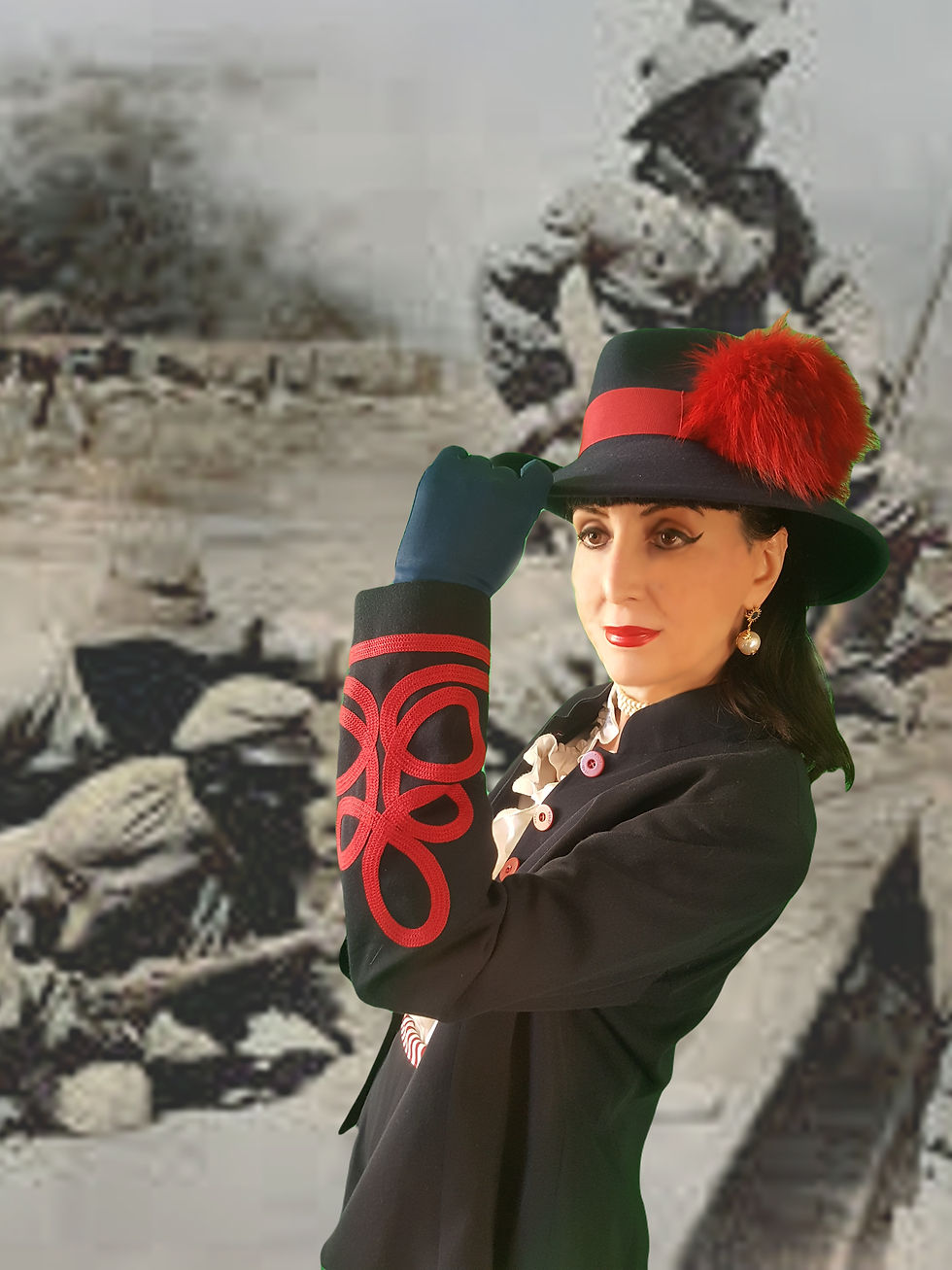 Thumbnail: Versatile vintage military inspired 1980s Mondi suit trouser skirt options