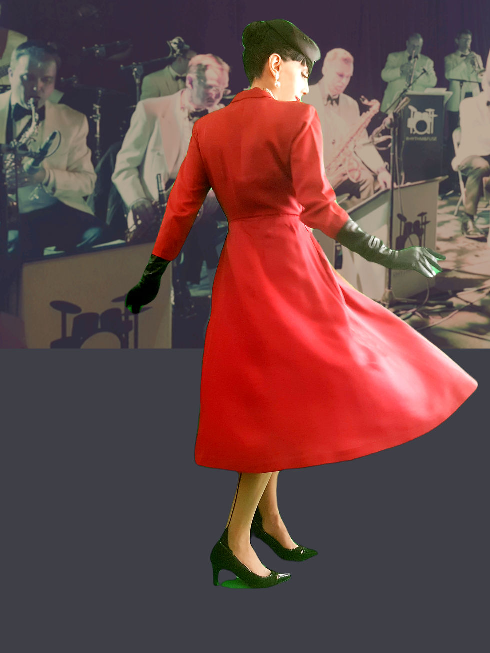 Thumbnail: Vintage 1940s or early 1950s Venetian Red  dress (brick) dress