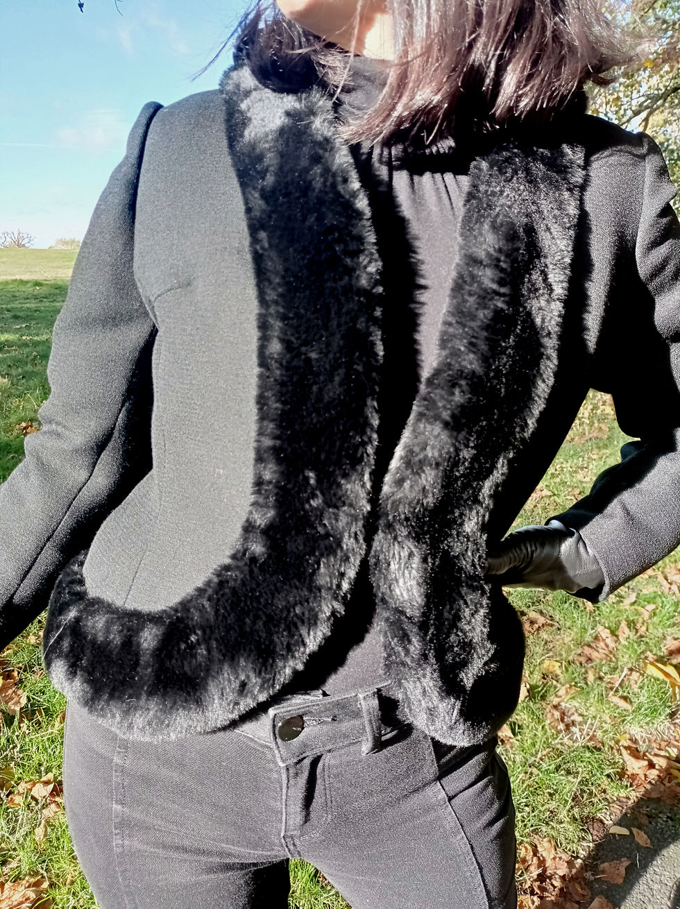 Thumbnail: Vintage 1960s Black Frank Russell Mansfield wool twill jacket shearing mouton