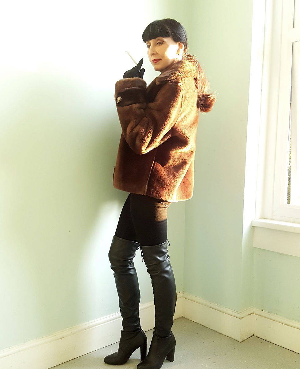 Thumbnail: Beautiful high quality Faux sheared beaver look reefer look jacket 1960s