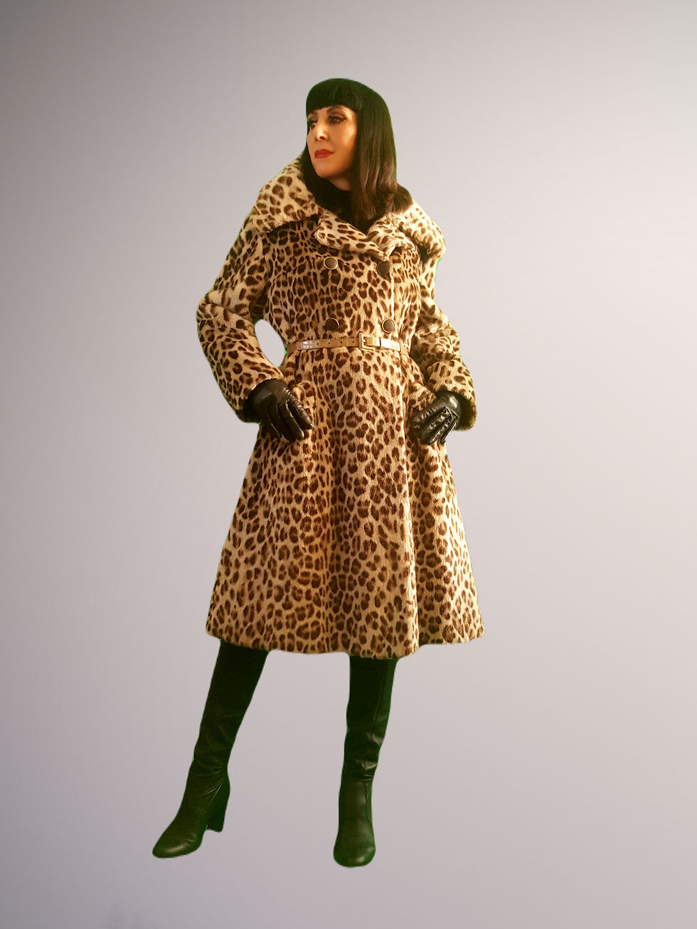 Thumbnail: Vintage Katmandu Lister Glenn Models 1960s leopard print Mohair fur coat