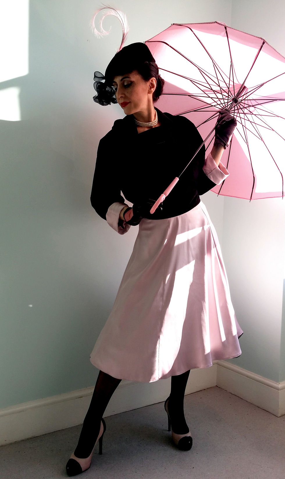 Thumbnail: The 'Jayne M' Velvet Bolero With Pink satin cuffs and Lining