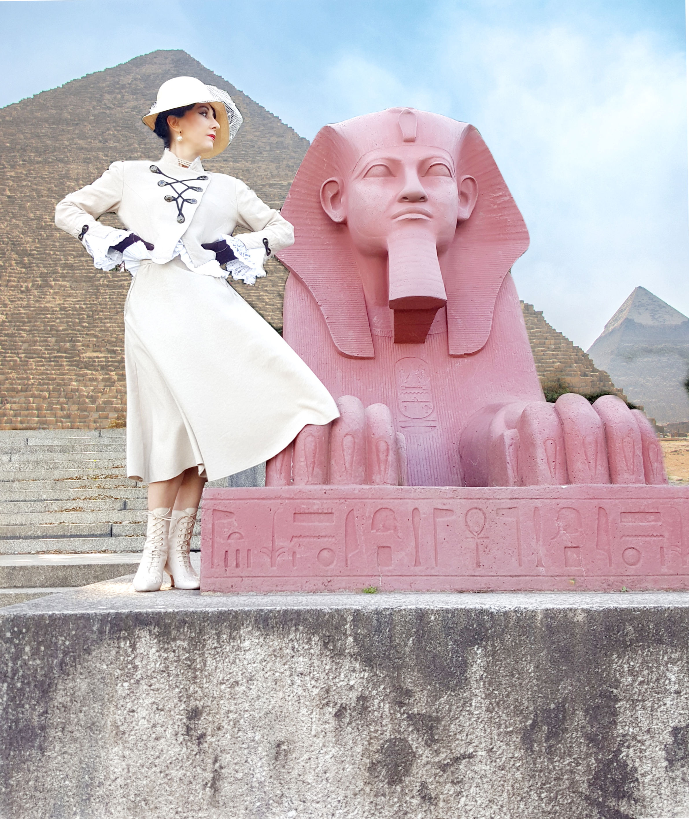 Beautiful vintage 1970s does colonial 20s/30s inspired flared linen riding skirt