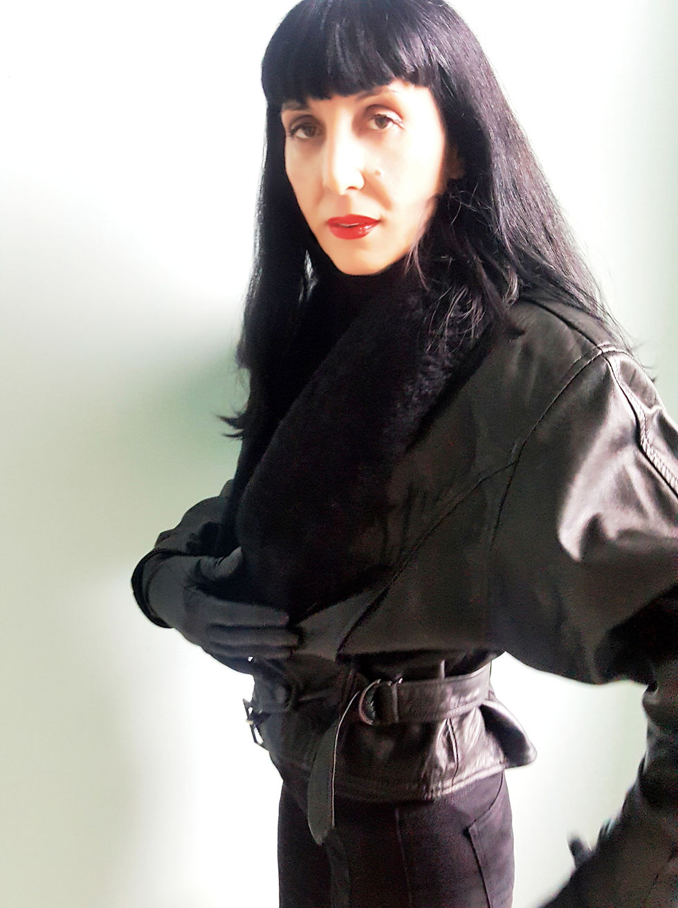 Thumbnail: Vintage 1980s Leather & sheepskin fur aviator fitted jacket