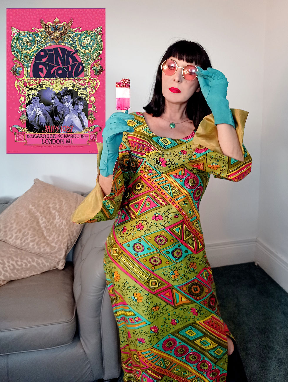 Thumbnail: Vintage 1960s 1970s Psychedelic Maxi Dress - Dollyrockers Samuel Sherman