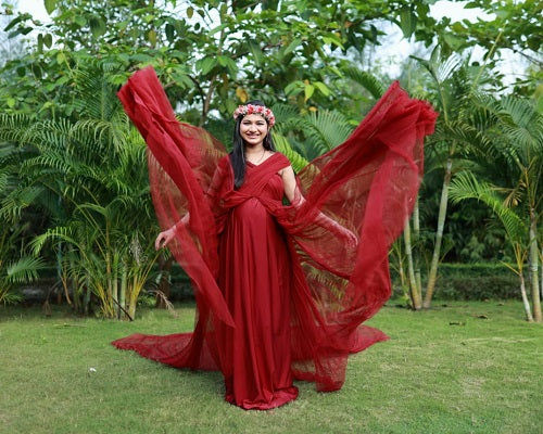 Thumbnail: Dark Wine Maternity Shoot Gown, Size (All)