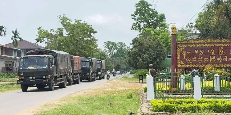 Military vehicle carrying logistics in Shwegu, Kachin State. Source: The Irrawaddy
