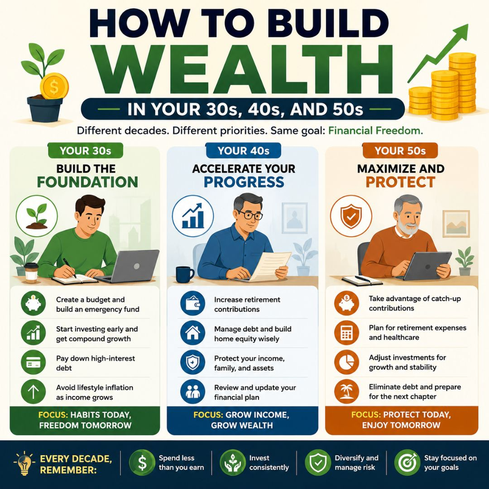 How to Build Wealth in Your 30s, 40s, and 50s