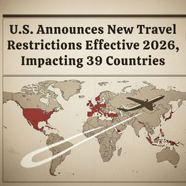 U.S. Announces New Travel Restrictions Effective 2026, Impacting 39 Countries