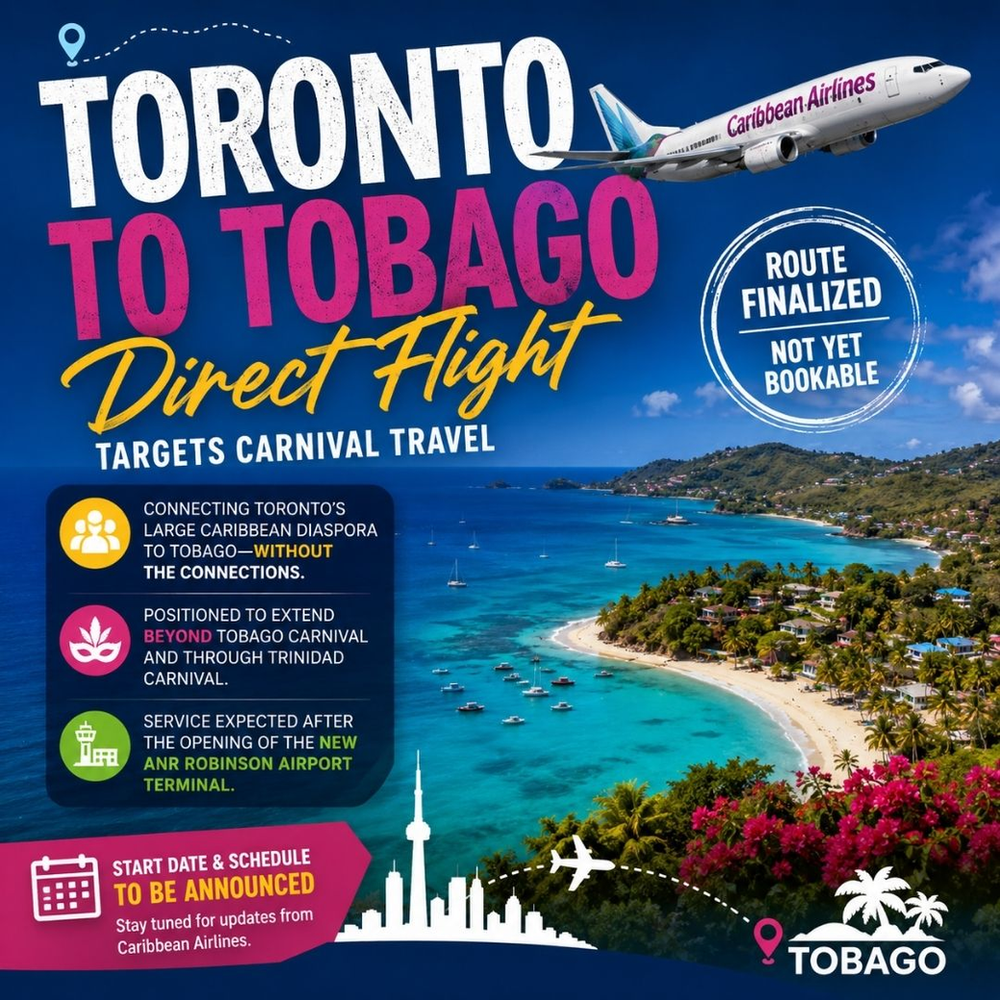 Toronto–Tobago Direct Flight Targets Carnival Travel