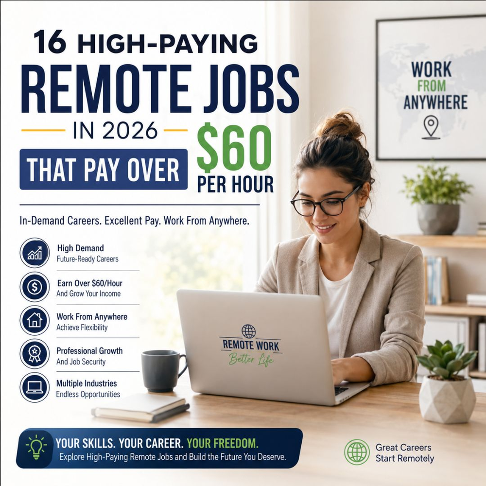 High-Paying Remote Jobs in 2026: 16 In-Demand Careers Paying Over $60 Per Hour