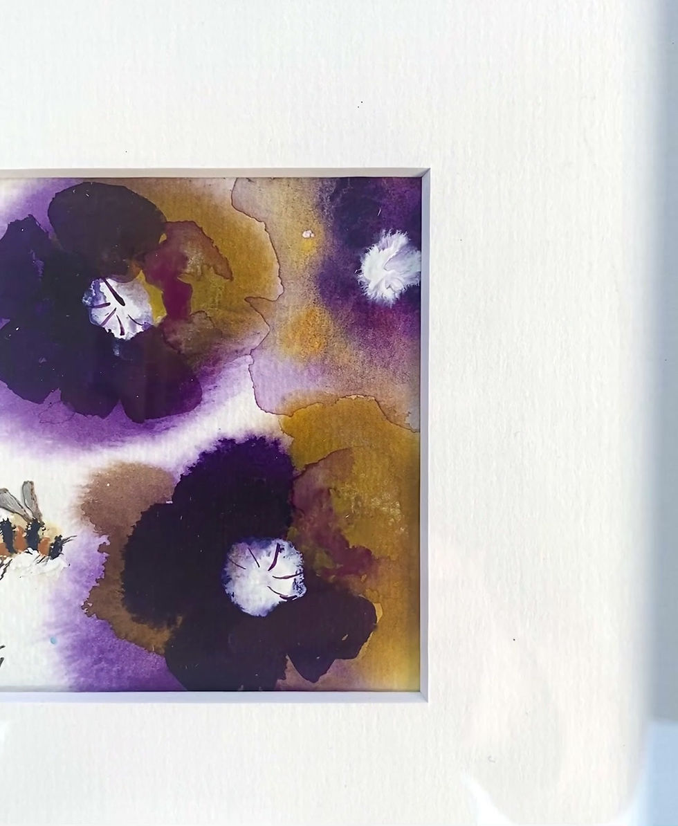 Thumbnail: Bee and Pansies (Framed)