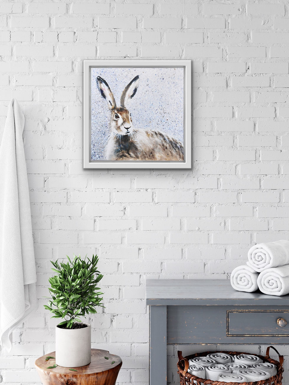 Thumbnail: Hare Standing Print with FREE Greeting Card