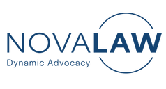 Logo of the company - Novalaw, with the moto - Dynamic Advocacy- underneath.