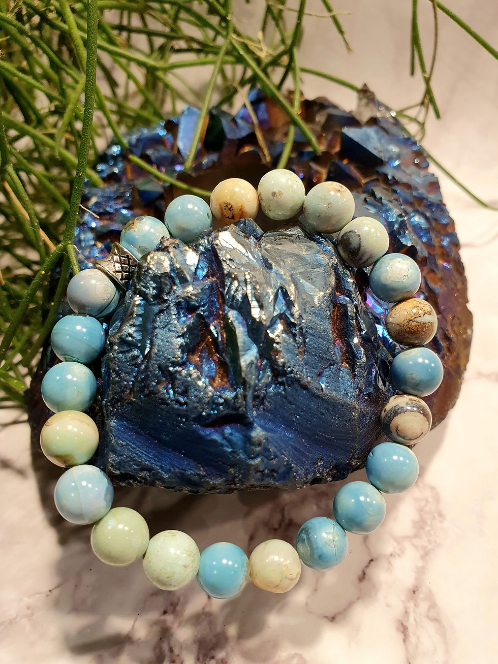 Terra Agate Crystal Bead Bracelet 8mm