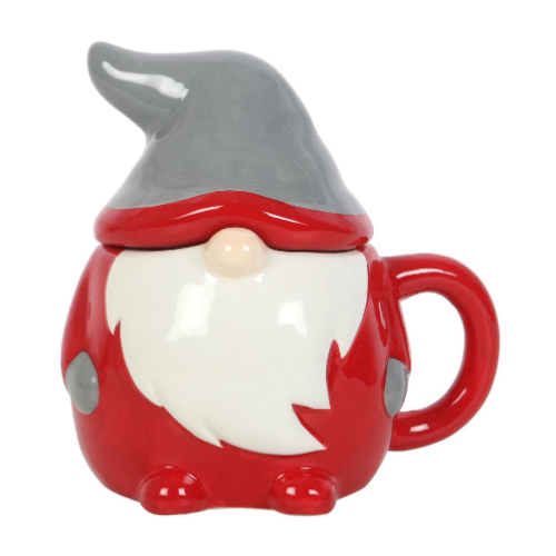 Red And Grey Gonk Lidded Mug