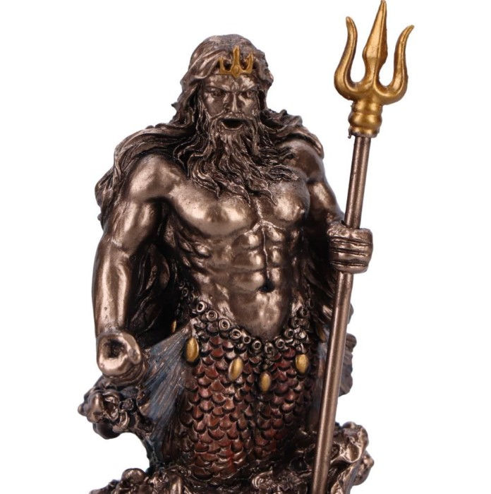 Thumbnail: Poseidon God of the Sea Bronze Figurine close up