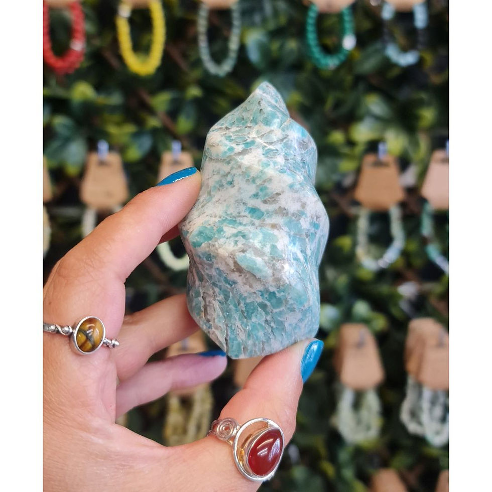 an image of an amazonite crystal carving