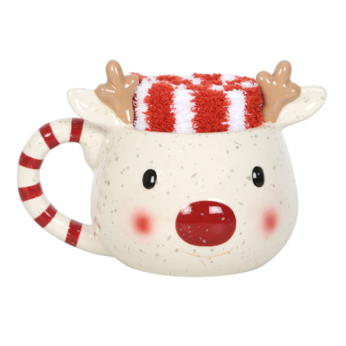 Rudolph Reindeer Mug And Socks Set