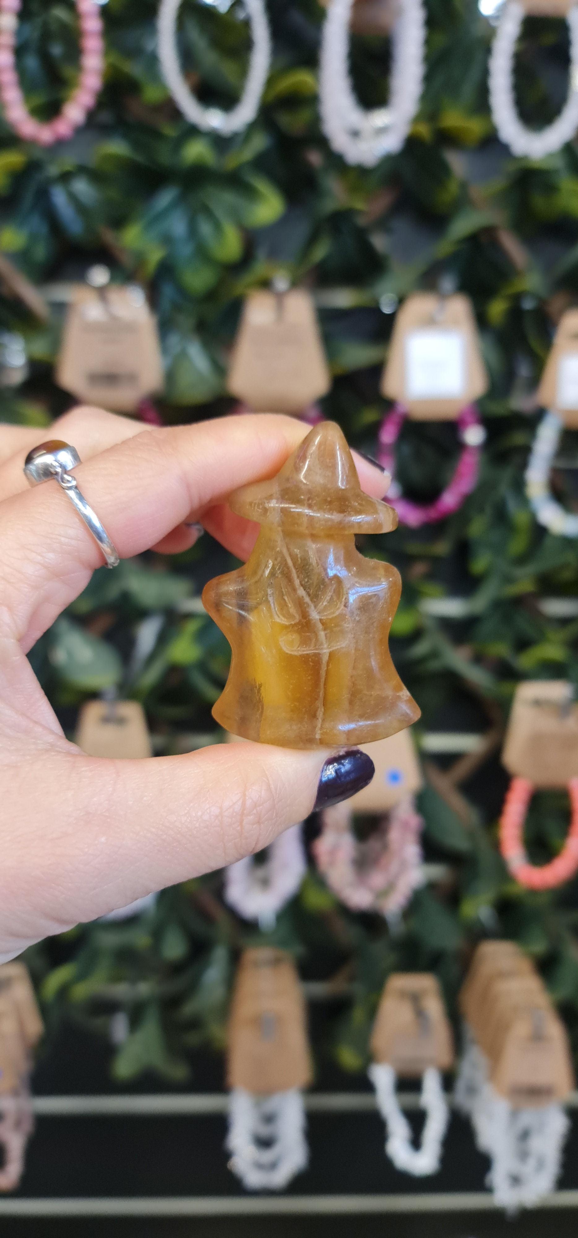 Yellow Fluorite Crystal Ghost Carving
