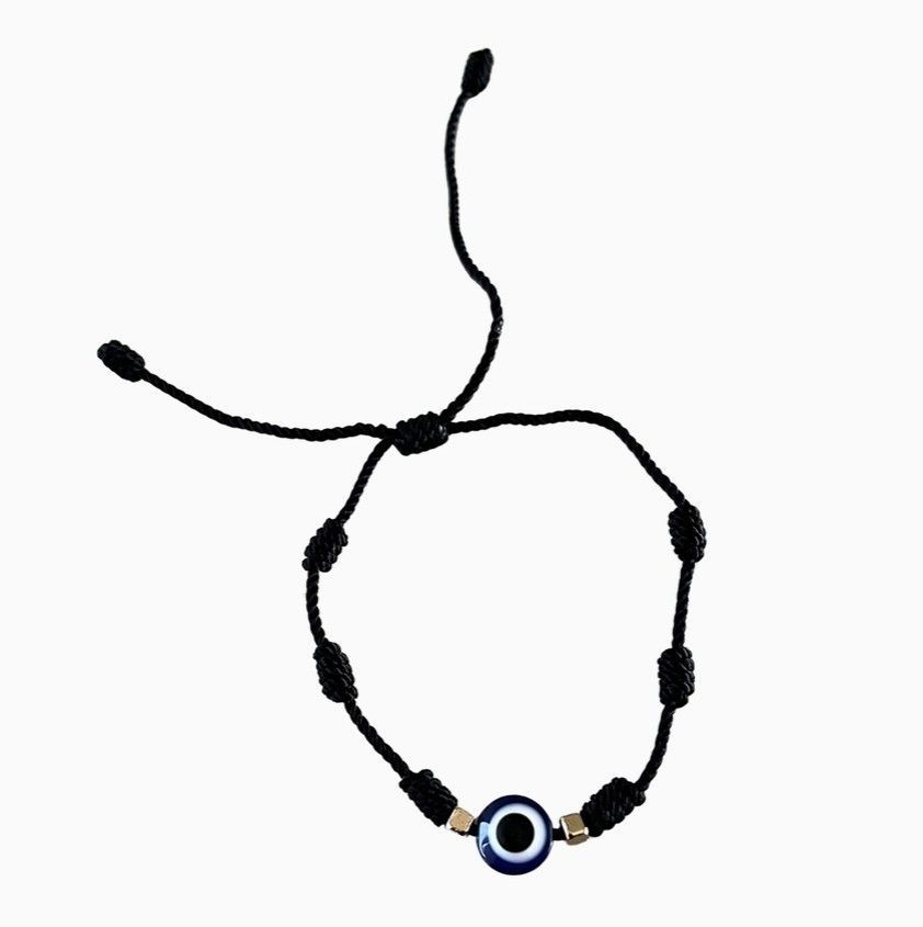 Evil Eye Nylon Thread Braided Bracelet (Black)