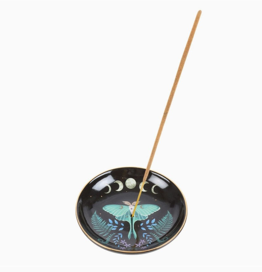 Luna Moth Ceramic Incense Holder Plate (Dark)