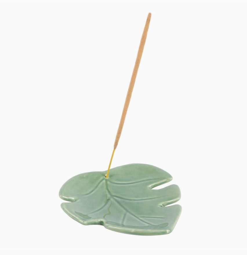 Palm Leaf Ceramic Incense Holder Plate