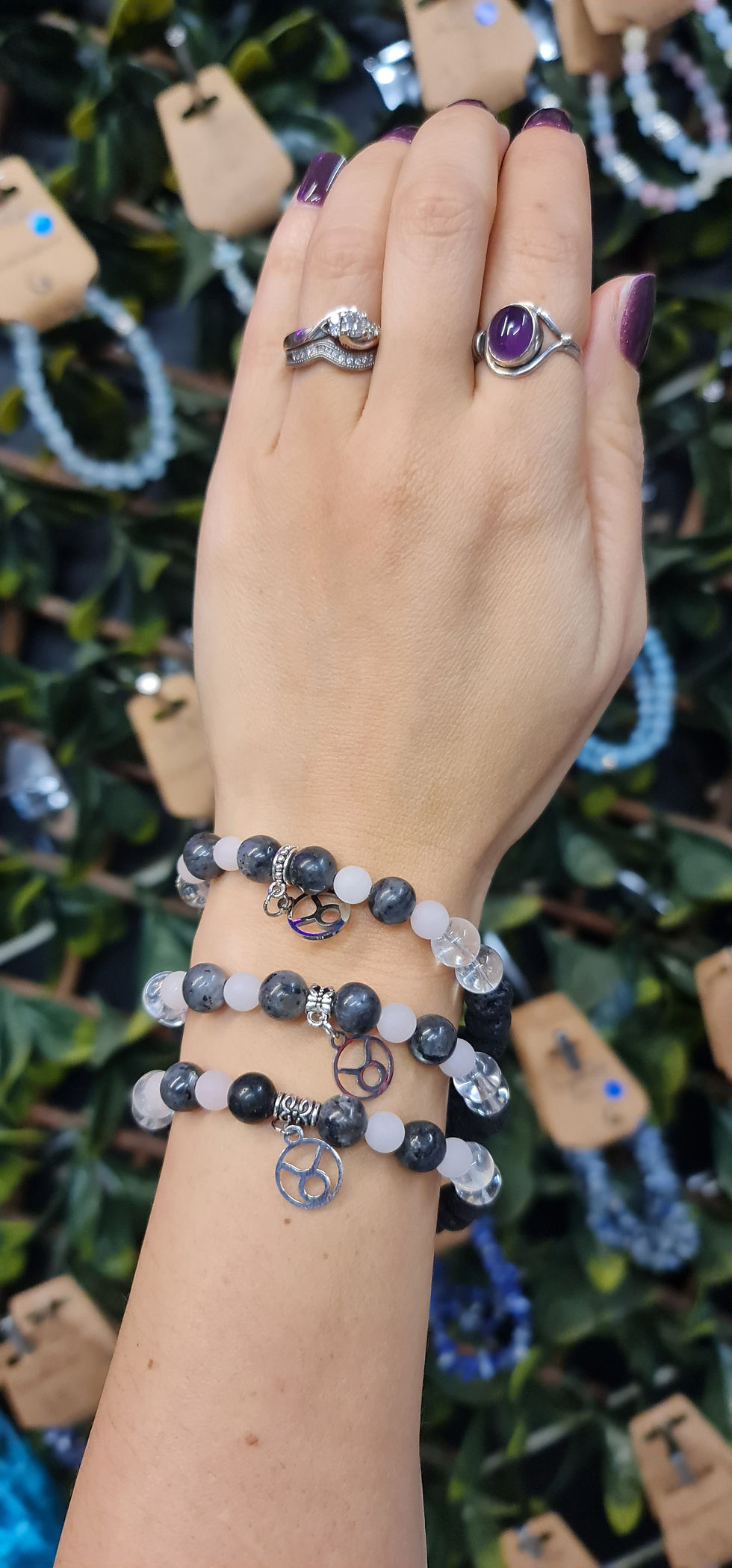 Taurus zodiac crystal bead bracelet handmade by Moonstone Crystals