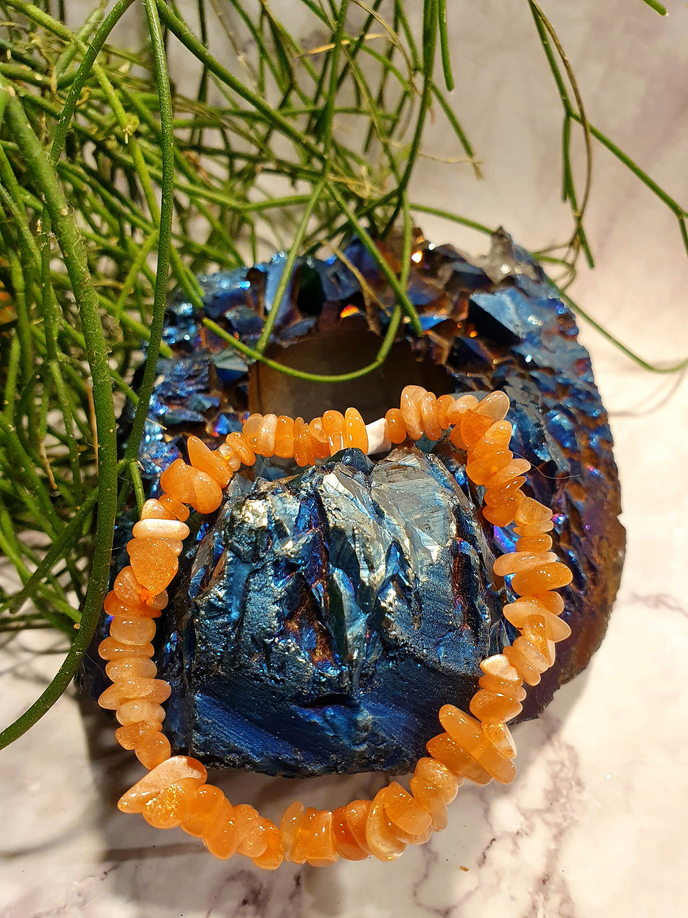 Sunstone Crystal Chip Bracelet