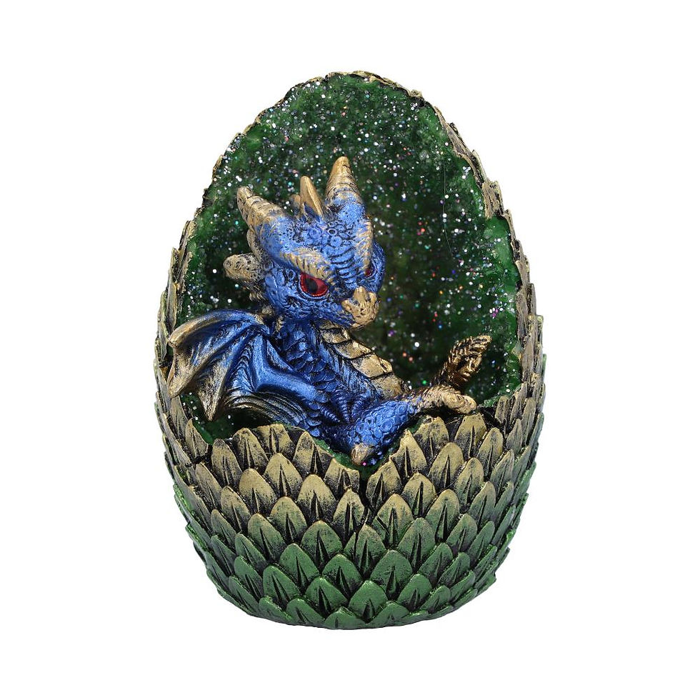Blue Geode Home Dragon and Egg Figurine front
