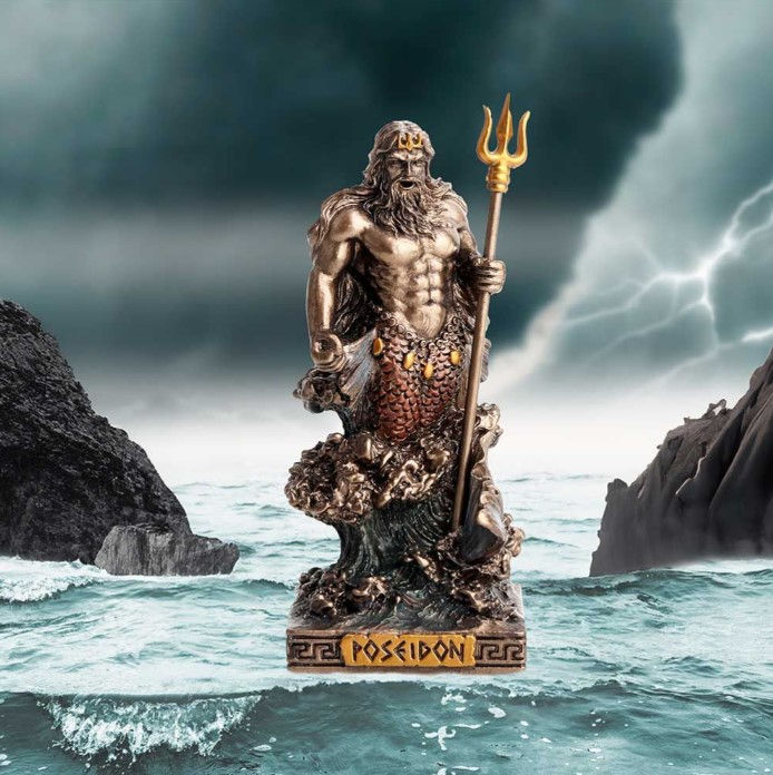 Thumbnail: Poseidon God of the Sea Bronze Figurine in situ