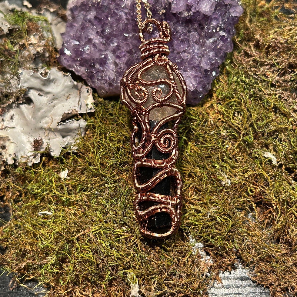 Miniature : Pendentif obsidienne et quartz 