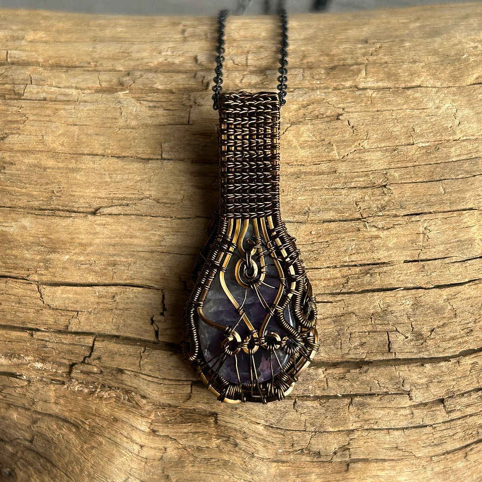 Miniature : Pendentifs améthyste chevron et obsidienne