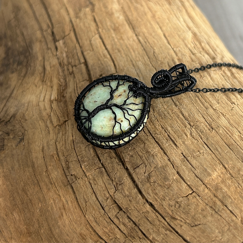 Miniature : Pendentif chrysoprase "arbre de vie"