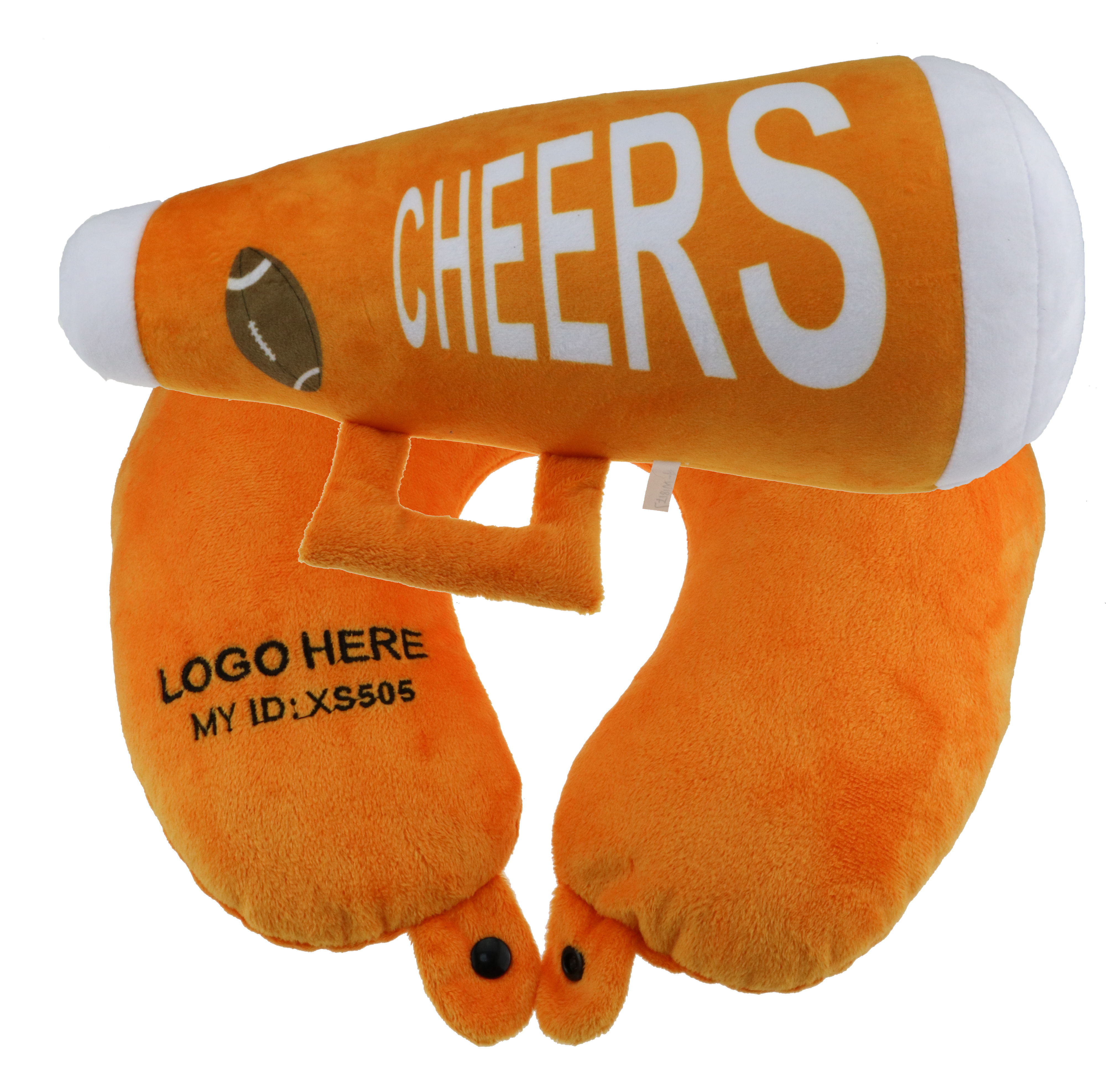 Football Megaphone Plush and Neck Pillow, 2 In 1 Convertible Promotional Gifts