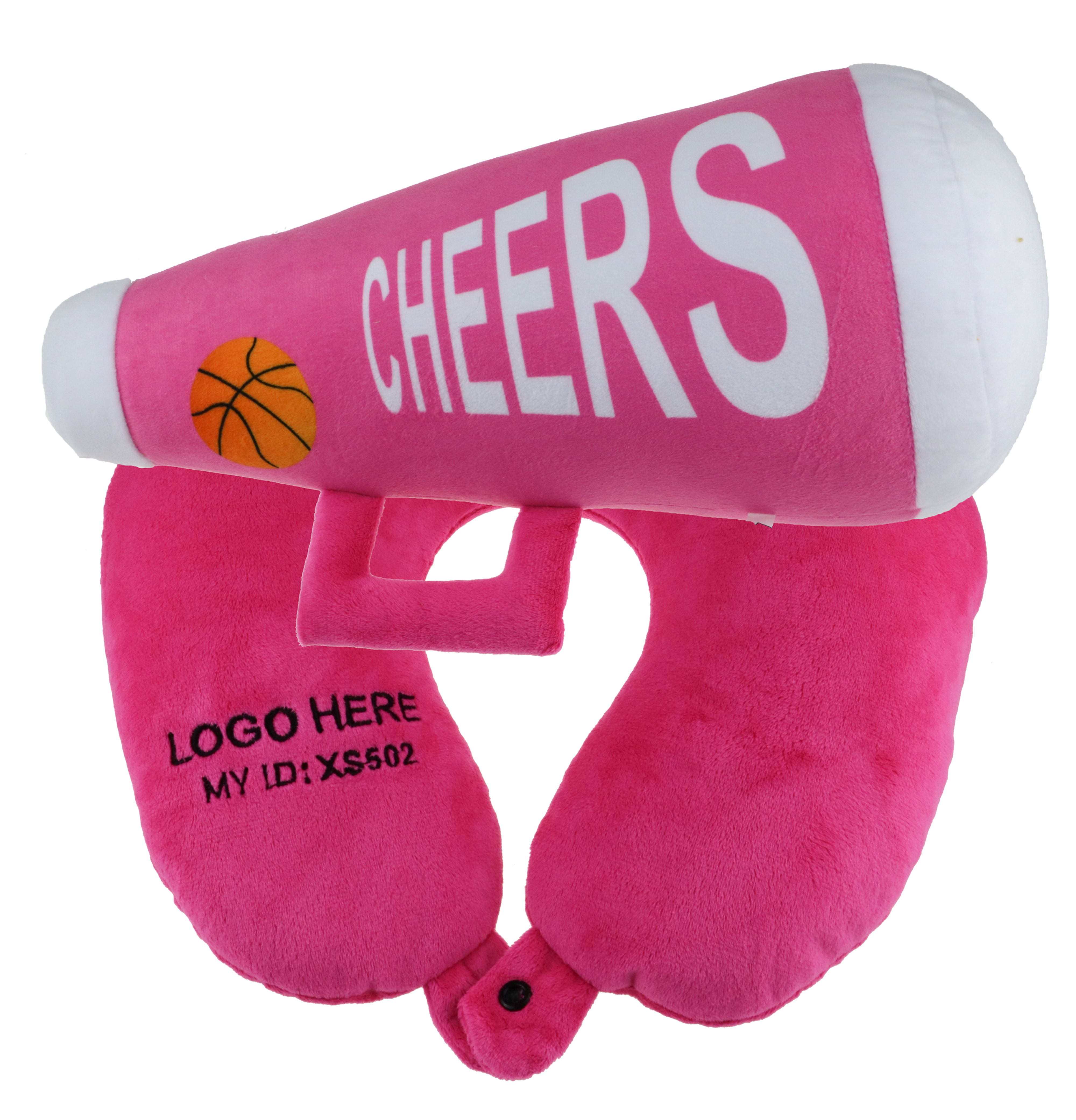 Basketball Megaphone Plush and Neck Pillow, 2 In 1 Convertible Promotional Gifts