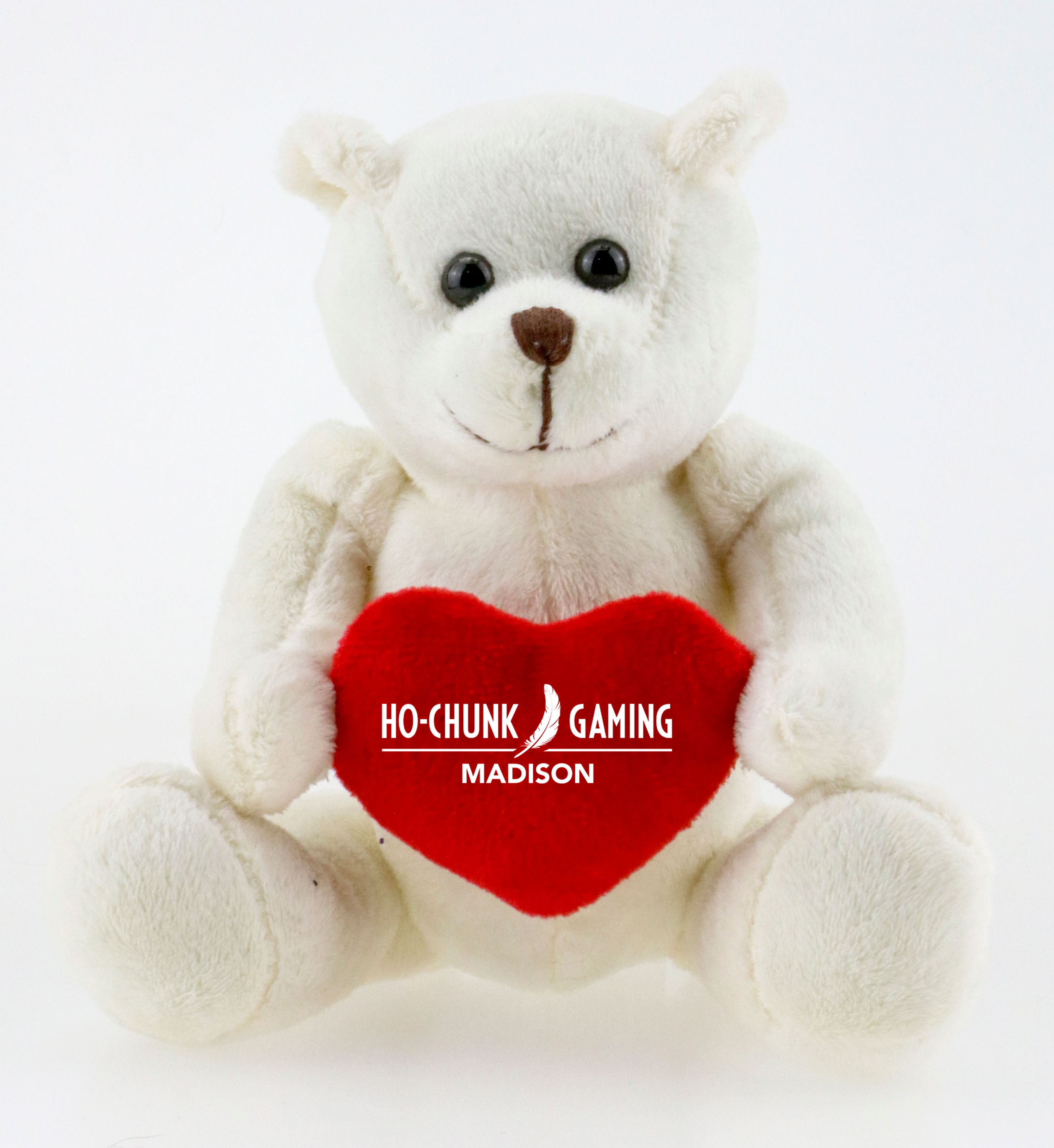 HU-8S6: Heart Bears in White, Strong Stock Teddies With Heart
