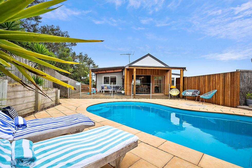 Pool area - secure fencing with lounge c