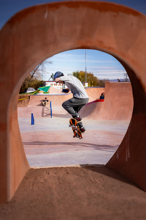 Skateboarder going off a jump