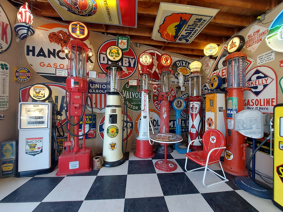 Antique gas pumps at Mendenhall Museum in Buellton a stop on Highway 101 California