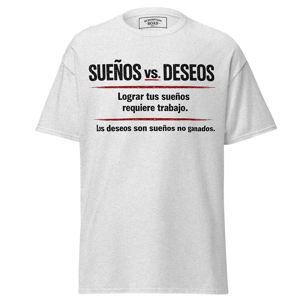 Thumbnail: Sueños vs. Deseos — Camiseta con Letras Negras