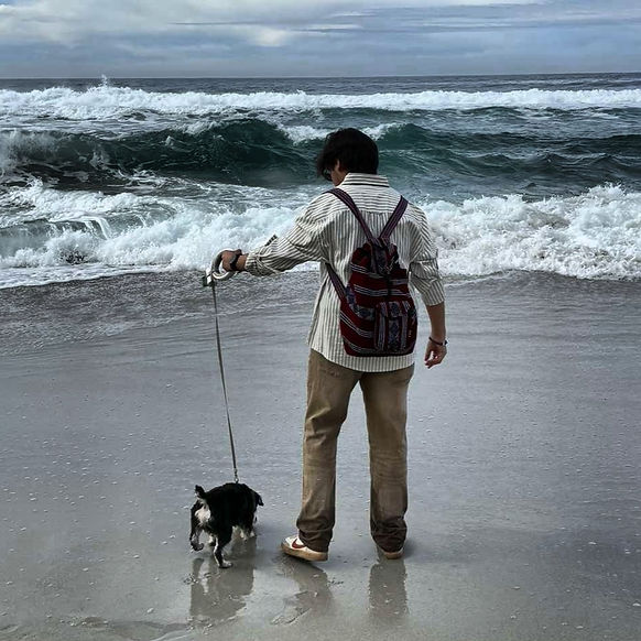 Miguel and his dog Saffron, along the Monterey Coast