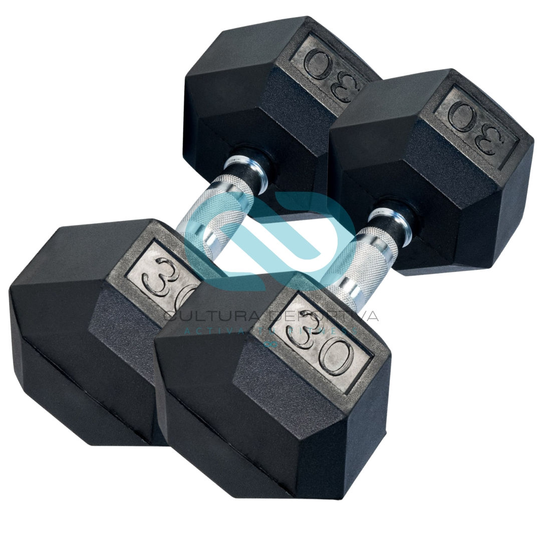 Mancuernas hexagonales 30 lb color negro