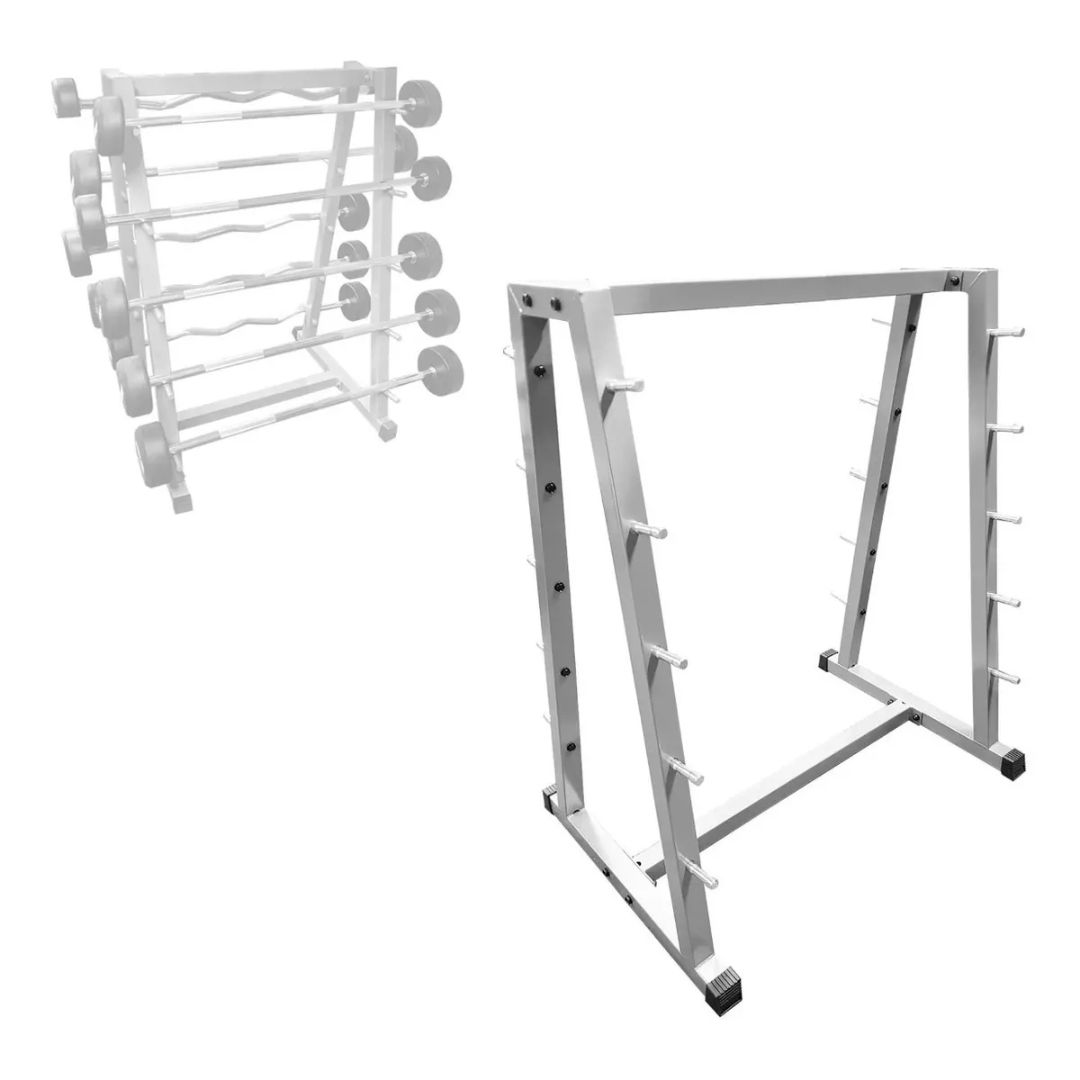 Vista frontal rack para 10 barras con peso fijo