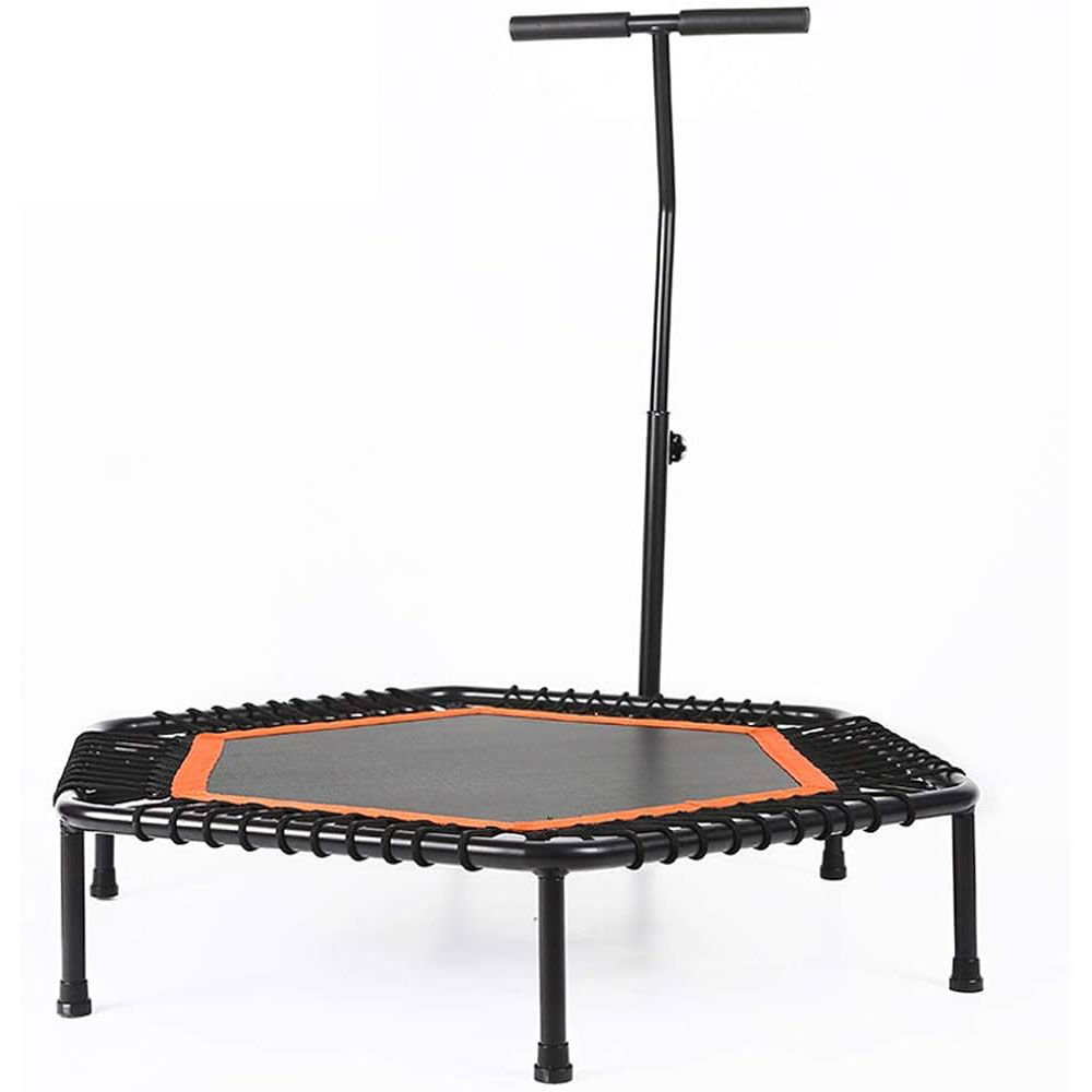 trampolin hexagonal con barra vista trasera