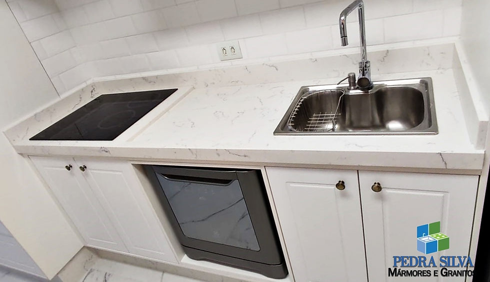 BANCADA COZINHA QUARTZO CARRARA