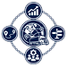 DMG Transportation Strategy icon featuring network optimization, route planning, freight movement, performance growth, and strategic transportation management.