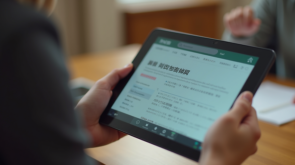 Close-up view of a digital tablet displaying accessible educational content