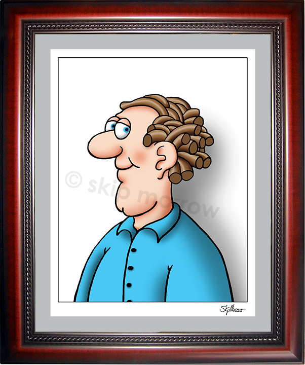 skip morrow, cartoon, humor, fine art, thick hair, man, funny